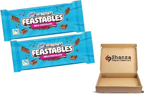 Feastables MrBeast Milk Chocolate Bar 60g x 2 – Creamy Milk Chocolate Snack, Smooth & Rich Chocolate Treat, Sharing Pack, Delicious Snack for Gifting & Everyday Indulgence - BBE: 15.09.26