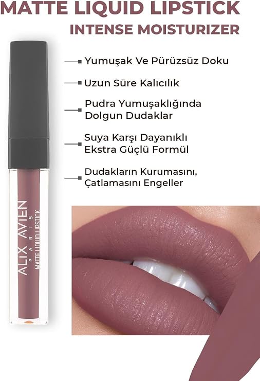 ALIX AVIEN Uzun Süre Kalıcı Kadifemsi Kuruma Yapmayan Mat Likit Ruj - Matte Liquid Lipstick 513 Dry Cranberry