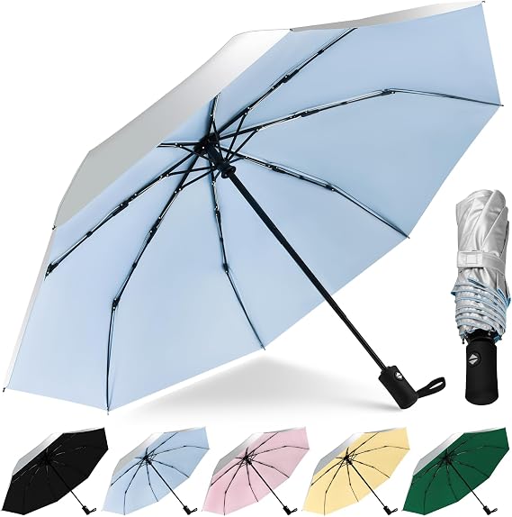 46/42inch Strongest Windproof Travel Umbrella Auto Open Close Folding Compact Durable Umbrella for Rain and Wind 210T Fabric 8 Strong Fiberglass Frame