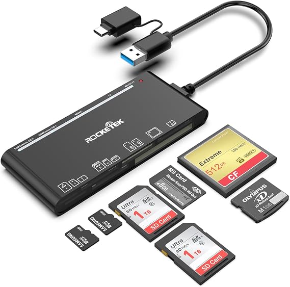 USB C USB3.0 Multi Card Reader SD/TF/CF/Micro SD/XD/MS 7 in 1 Memory Card Reader/Adapter/Hub for SD SDXC SDHC CF CFI TF Micro SD Micro SDXC Micro SDHC MS MMC UHS-I Cards Windows/Mac/Android/Linux