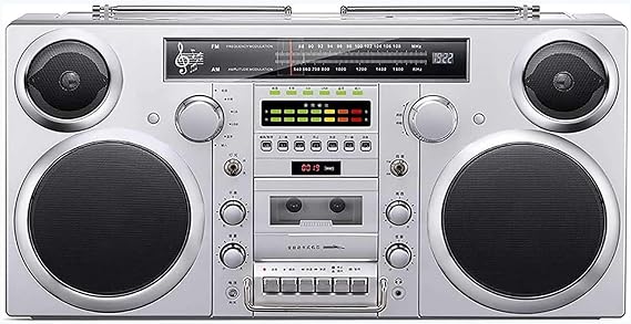 Bluetooth CD Player Retro Boom Box with AM/FM Radio, SD Slots, Aux Input, USB/SD Conversion, Headphone Jack