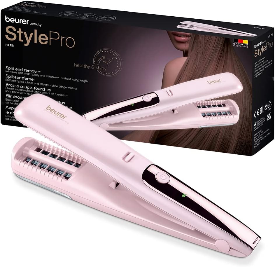Beurer HT 22 Split end Remover, removes Split Ends and Broken Hair Tips Quickly and Effectively, Without Loss of Length for Healthy Hair, with LED Display, 2h Battery Life