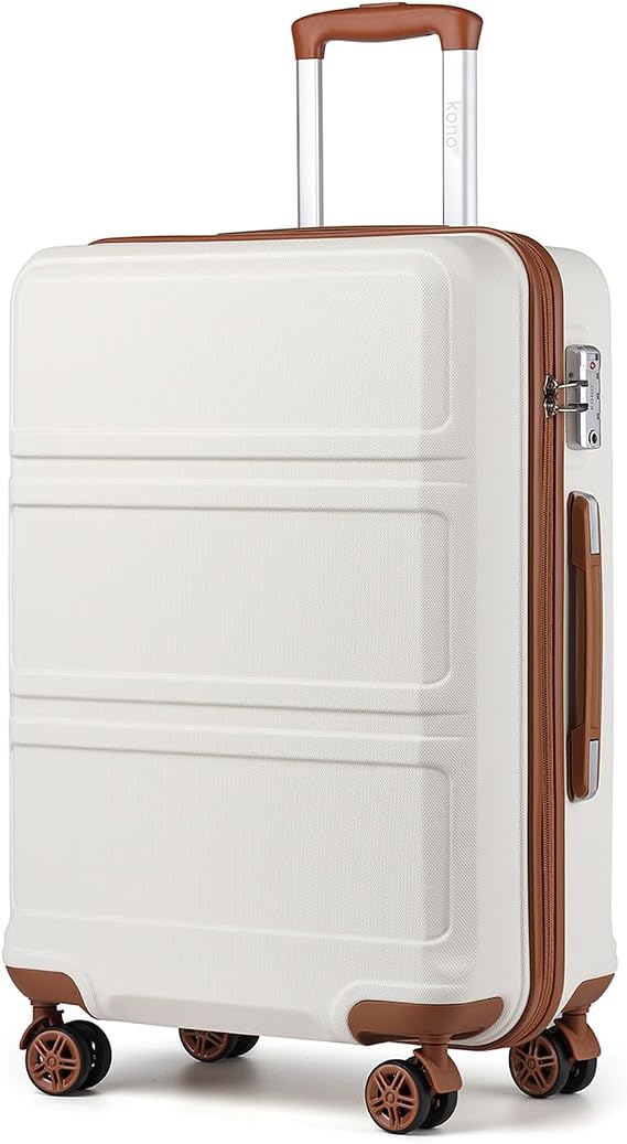 Kono Large Travel Luggage 23 Kilos 28", Checked Luggage, Light Cream