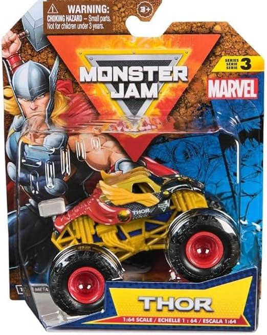 Monster Jam Marvel Thor Monster Truck - 1:64 Scale Die-Cast Vehicle - Series 3
