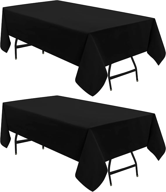 Utopia Kitchen Polyester Tablecloth 60" x 84" (Pack of 2, Black) Machine Washable Table Cover Ideal for Parties, Events, Weddings and Restaurants (60 x 84 Inch)