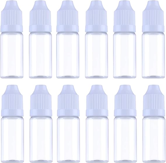 50PCS 10ml/0.34oz Clear Plastic Squeezable Dropping Bottles Empty Bottles Transparent Sample Packing Storage Container with White Screw Cap for Liquid Dispensing