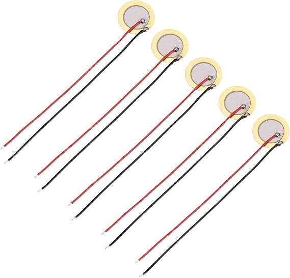 sourcing map 5Pcs Piezoelectric Discs 15mm Acoustic Pickup Transducer Microphones Trigger Buzzer Drum Guitar