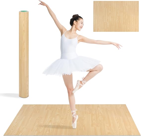 3x4ft & 4x6ft Portable Dance Floor Mat, 5mm Thick PVC Dance Floor for Ballet, Jazz , Pop and other Dance Forms , Non-Slip & Shock-Absorbing Practice Floor for Home, Studio,Outdoor Party, Dance School