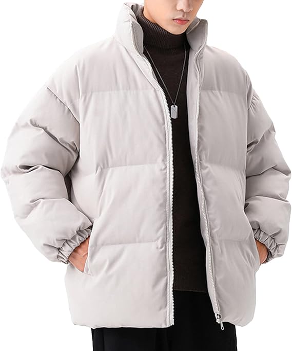Men's Winter Puffer Jacket Lightweight Quilted Thicken Padded Down Coat Water-Resistant Warm Winter Outwear Jackets
