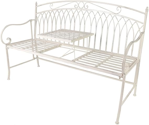 3 Seater Garden Bench with Fold Out Table Garden Sofa Patio Set Furniture