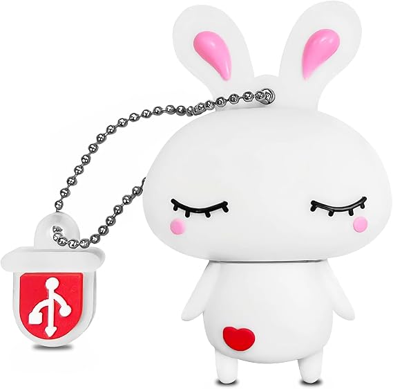 Cute USB Flash Drive Cartoon Rabbit-Shaped 64GB, BorlterClamp Novelty Memory Stick Funny USB Drive Thumb Drive for Data Storage