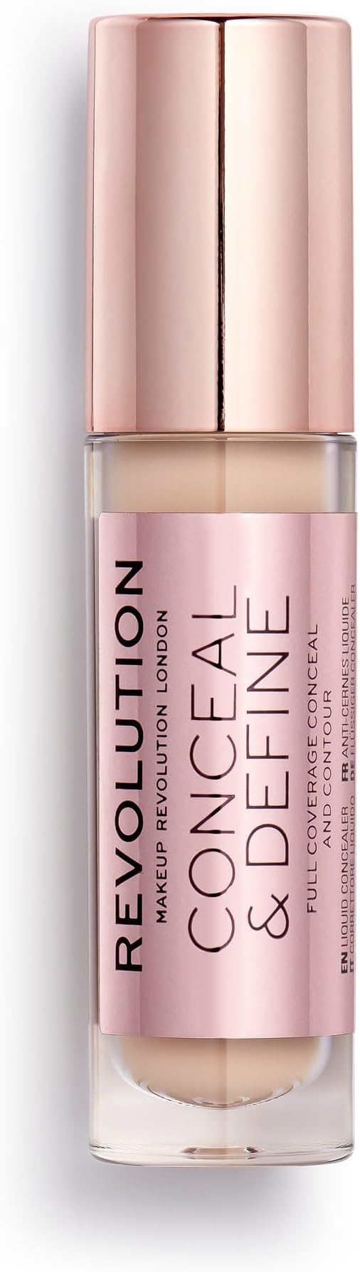 Makeup Revolution Conceal & Define Concealer, Lightweight, Longlasting, Full Coverage Face Makeup, C3, 4g