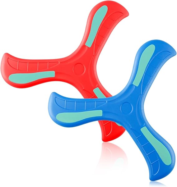 2Pcs Glow-in-the-Dark Boomerangs for Kids – Safe, Lightweight Outdoor Flying Toys with Fluorescent Design for Beach, Park Family Fun (Red & Blue)