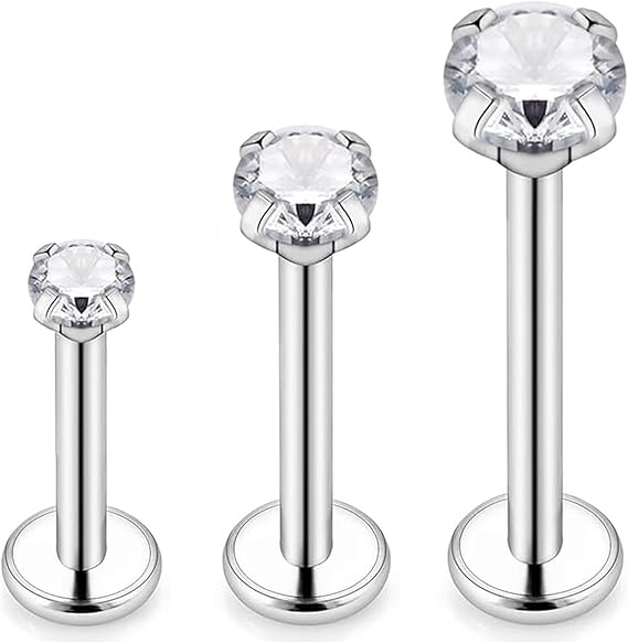 FunnAura 3PCS Titanium Nose Stud, Hypoallergenic Nose Piercing Stud(6mm,8mm,10mm)