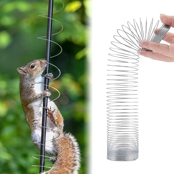 Metal Squirrel Proof Spring Device, Squirrel Baffle Barrier Type Coil Anti Device Guard Protects Birdhouse Accessories for Outdoor Hanging Bird Feeder Poles Accessories
