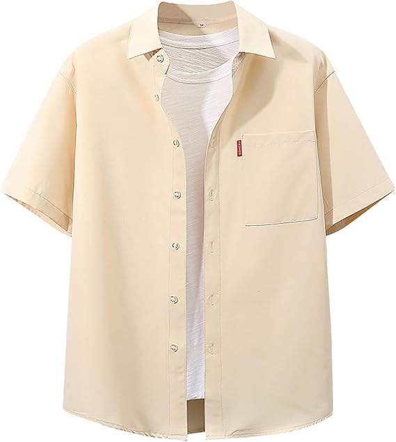 LFKERWMG Men's Shirt, Autumn, Men's Spring/Summer, Solid Color, Casual, Lapel, Large Size, Beach