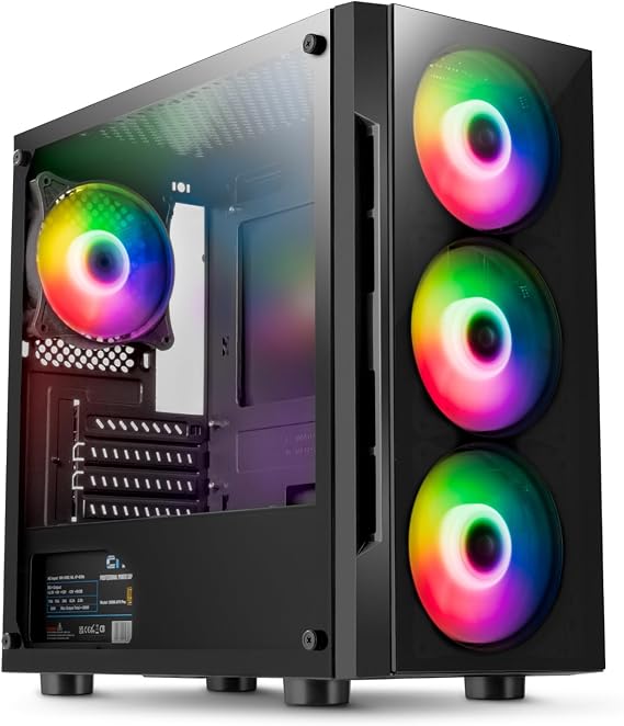 CiT Flash Gaming PC Case Micro ATX, MATX Computer Case with 4 ARGB Fans