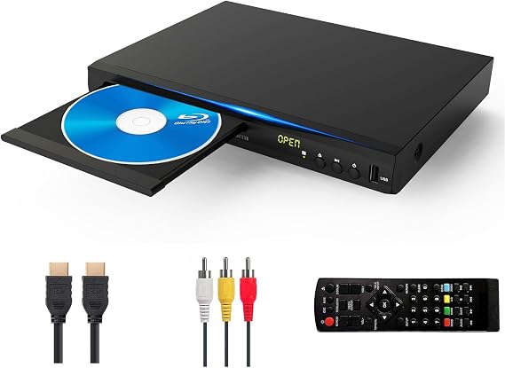 BLU-Ray DVD Player, Dolby Audio Movie Music Media Player, Full HD 1080P, BLU-Ray Player with HDMI/AV/Coaxial, BLU-Ray Disc for Region B/2