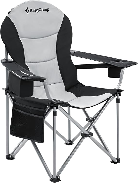 KingCamp Camping Chair, High Back, Waist Support, 38.2 inches 97 cm Wide Seat, Load Capacity 350.7 lbs 160 kg, Insulated Bag, Outdoor Activities