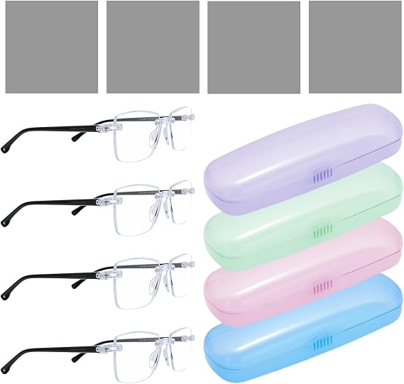 4PCS Progressive Multifocal Reading Glasses, Auto Focus Glasses for Men Womens with 4 Color Hard Cases and 4 Cleaning Cloths, Good for Reading Driving and Daily Use