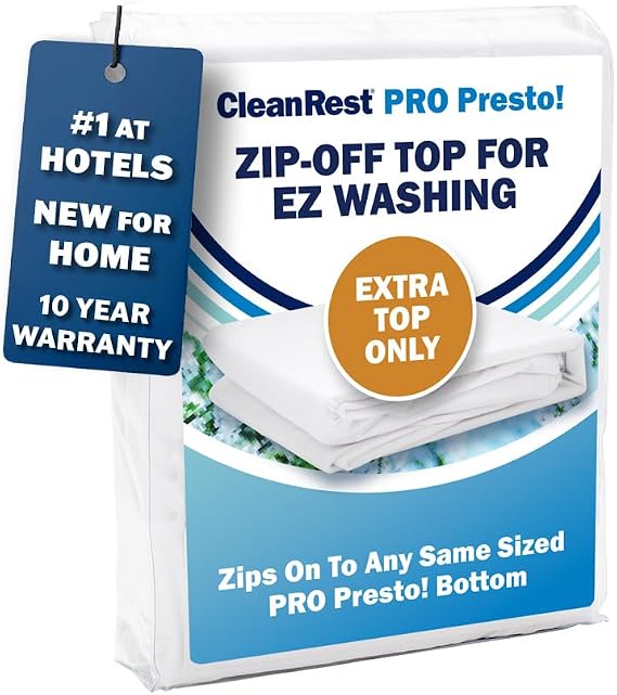 CleanRest Presto! Zip-Off Top Mattress Encasement - Hypoallergenic, Waterproof, Bed Bug Proof Protector Standard Zip-off Replacement Top Top Only, Full