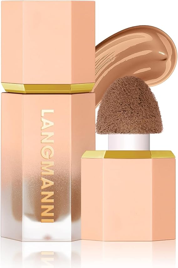 Liquid Contour Stick -Built-in Sponge Tip Sculpted Complexion Wand Cream Face Concealer Contour Waterproof Long Lasting Natural Bronzer Smooth Shimmer Face Highlighter Makeup Stick (#101)