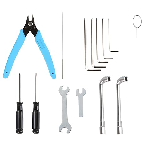 3D Printer Tool Kit for Creality Official 14 Pcs in 3D Printing Tool Wrap Kit, Tool Kit with Includes pliers, Allen wrench, Clog Poke, socket wrench, and screwdriver, for 3D Print Removing, Cleaning