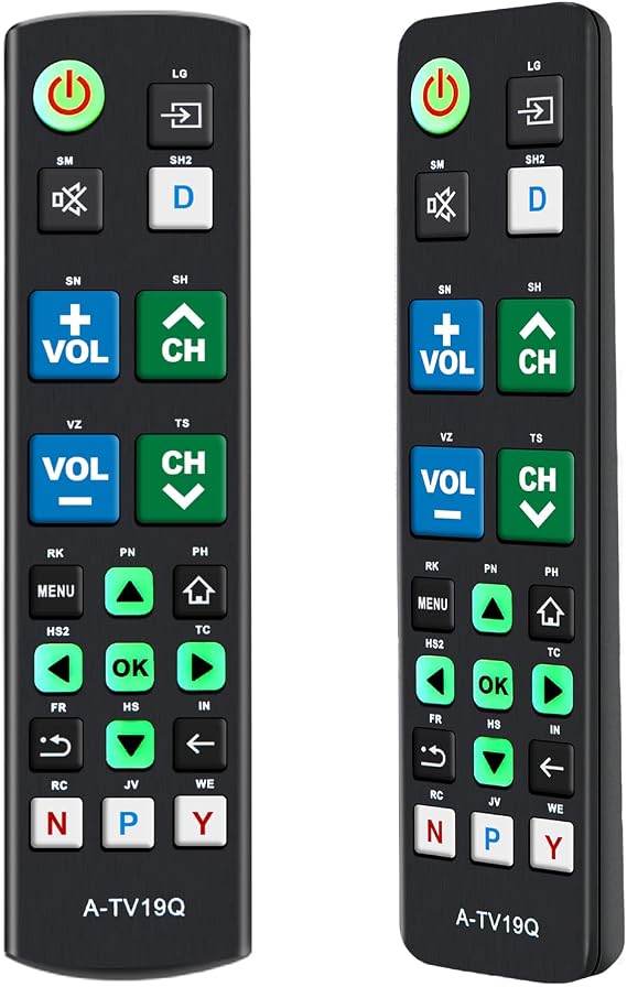 Universal Big Button TV Remote Control with Glow-in-the-Dark Keys for Elderly - Large Illuminated Buttons Remote for Seniors