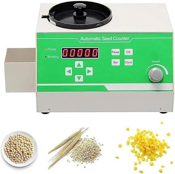 Automatic Seeds Counter Machine, Microcomputer Particle Counting for Grains, Corn, Peanuts, Wheat, Melon Seeds, Speed Adjustable, 1-99999 Count Capacity, LED Display