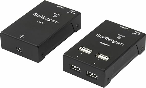 StarTech 4-Port USB 2.0 Extender, 40m USB Over Cat5/Cat6 Extender