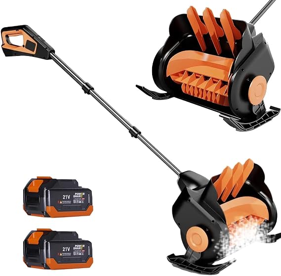 21V Electric Snow Blower, Battery Powered Snow Shovel with 2 Batteries, Depth 6'', Width 16'', 33ft Throw Distance, 3 Speeds, LED Screen Power Display Portable Hand-Push Snow Thrower