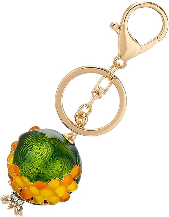 Simulation Fruit Shape Alloy Resin Keychain, 3D Lovely Garnet Car Keyring Women Bag Charms Handbag Accessories