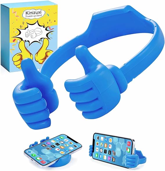 Thumbs Up Cell Phone Holder for Desk for Valentines Day,Universal Flexible Cell Phone Stand for Tablet Holder, Cellphone Holder Smartphone Stand Holder Gadgets for iPhone iPad Samsung and More (Blue)