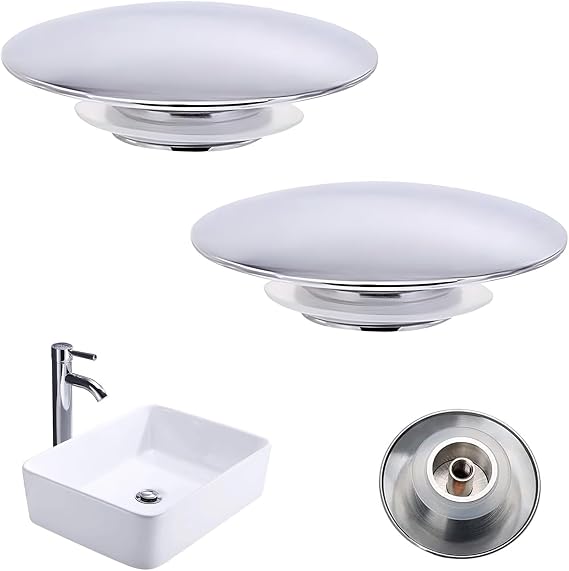 2PCS Bathroom Sink Push Button Replacement Parts, 66mm Sink Push Button Click Clack Plug, Easy Pop Up Bathroom Sink Cap, Chrome Plug Button Replacement for Most Bathroom Vanities, Sinks and Bathtubs