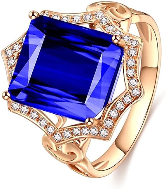 18k イエローゴールド ラージ 7.35カラット パーフェクト プリンセス スクエアカット キュービックジルコニア Cz ダイヤモンド エメラルド 誕生石 ハロー ソリティア 婚約指輪 レインボー ジェムストーン リング St.286