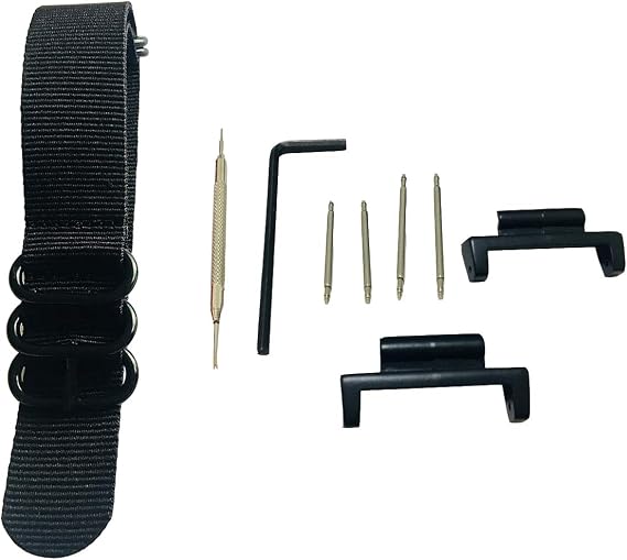 Richie strap] 22mm 5 Ring Nylon Watch Band Strap Metal Adapters Kit for Casio GShock GG-1000 GSG-100 GWG-100 GWG100 GSG100