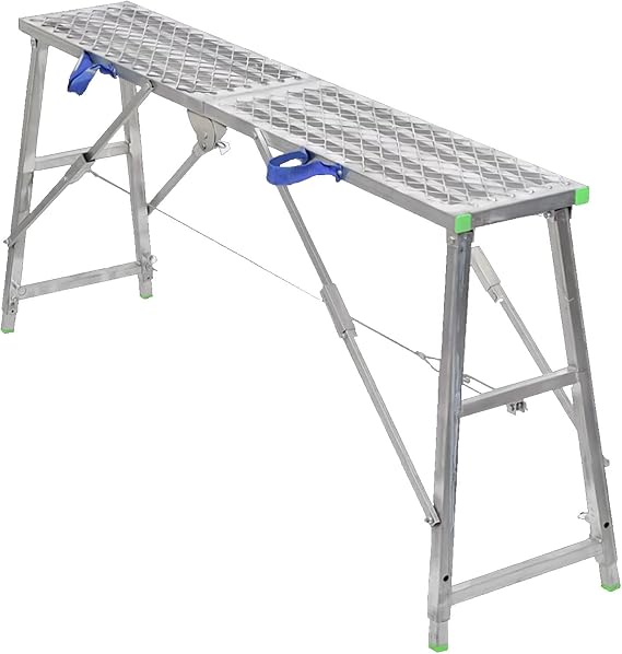 Multi Purpose Scaffold Tower Ladder Stool with Adjustable Height and Galvanized Steel Welding Portable Folding Scaffolding Work Platform (160cm)
