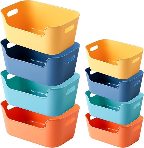Plastic Storage Basket, 8PCS Storage Baskets, 4 Medium and Small