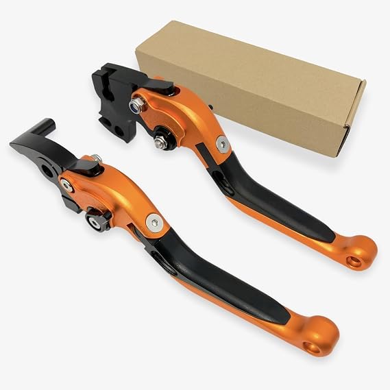 Compatible with KTM Duke 125 200 250 390 RC125 RC200 RC390 Brake Clutch Lever CNC Aluminum Extendable Adjustable Levers Accessories (Orange Black Orange `Black)