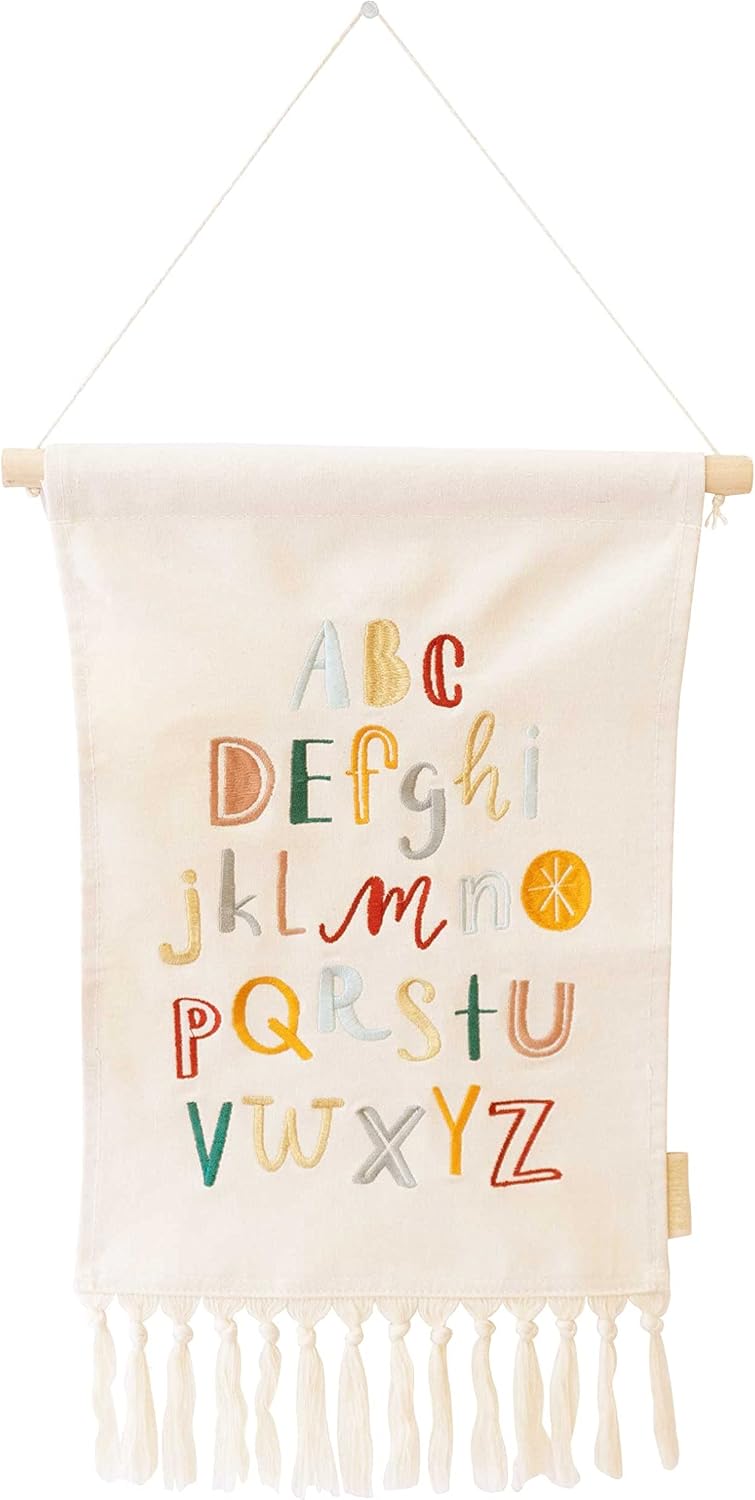 Papierdrachen Wall Decoration for Boys and Girls - Fabric Decoration for Children's Room - Boho Tapestry - Wall Hanging with Alphabet - Set 1