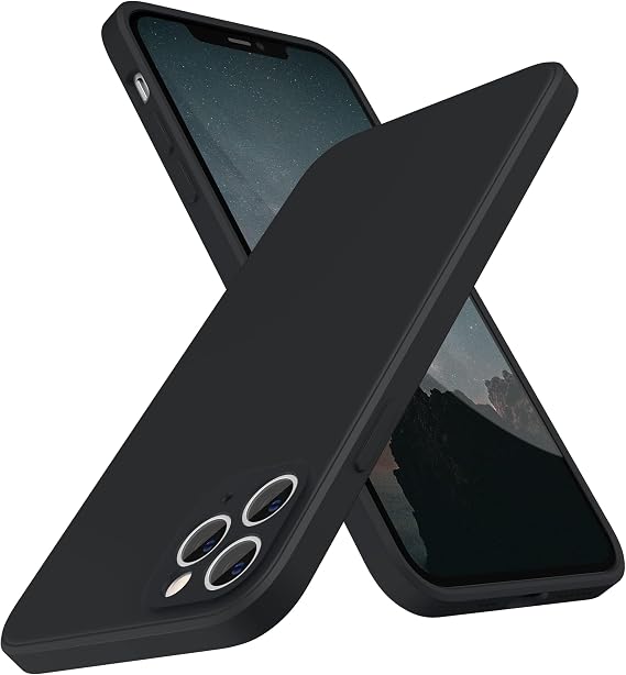 SURPHY Flat Silicone Case Compatible with iPhone 11 Pro Case, Liquid Silicone Slim Fit Case (Individual Protection for Each Lens) for iPhone 11 Pro 5.8" (Black)