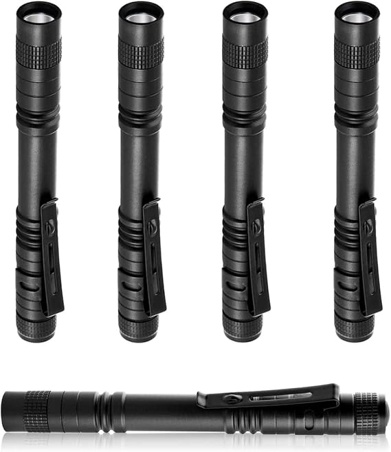 flintronic Pocket LED Torch Light Flashlight, 5pcs Pen Light Tactical Flashlight, Mini Portable, Waterproof, Anti-Skid wear, 200 Lumens for Household, Workshop, Inspection, Work, Repair [Energy Class A+++]