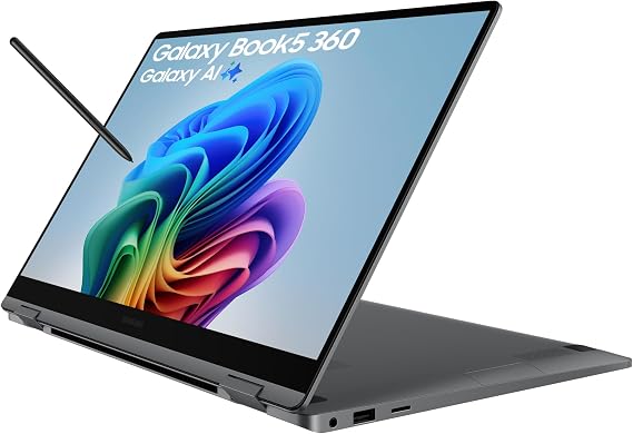 Samsung Galaxy Book5 360, Copilot+ PC (2025) 15.6", Intel Core Ultra 5 Processor, S Pen Included, 16GB RAM, 256GB Storage, Grey