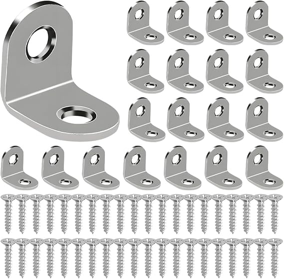 20 Pcs Angle Brackets, Stainless Steel Right Angle Bracke