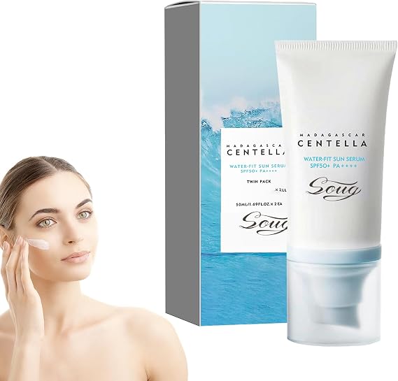Centella Sunscreen, Skincare Moisturizing, PA++++ Water-fit Sun Serum, SPF 50 Madagascar Centella Face Sunscreen, Non Sticky Refreshing UV Defense