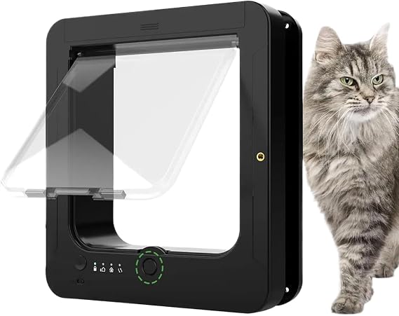 Smart Microchip Pet Door,Automatic Pet Entry with Remote Control and Sensor Collars,Electronic Flap Door for Cats and Dogs with Secure Locking System,for Indoor Outdoor Wall Doorway Patio Porch