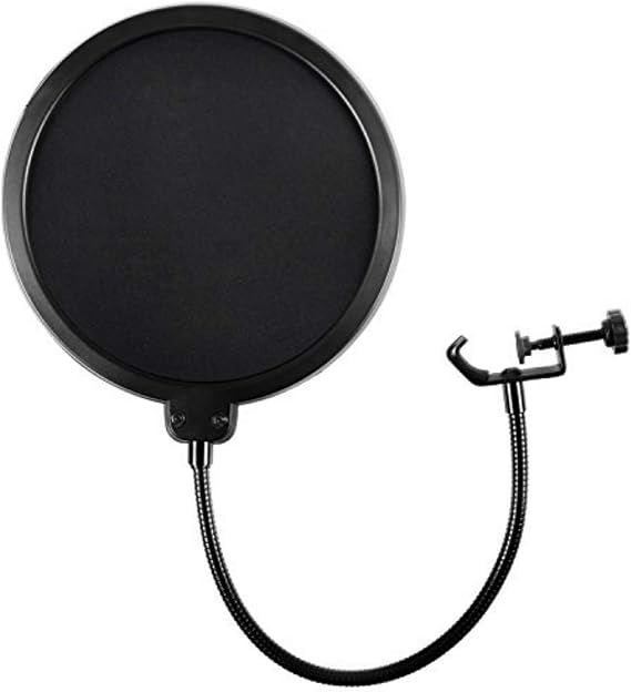 Earamble'dan Blue Yeti ve Diğer Mikrofonlar İçin Mikrofon Pop Filtresi Çift Katmanlı Rüzgar Pop Ekranı Esnek 360° Kaz Boynu Klips Sabitleme Kolu