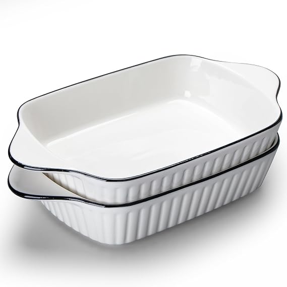 Baking Dishes Set of 2, 10.5'' Lasagna Dish, Rectangular Ceramic Baking Dishes with Handles, Ceramic Baking Dish, Baking Dish, Lasagna Pan, Suitable