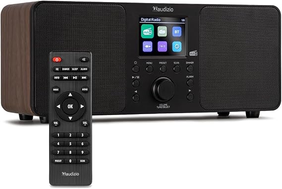 Audizio Genua DAB Radio, Bluetooth, 50W Stereo Speakers, Wood Finish