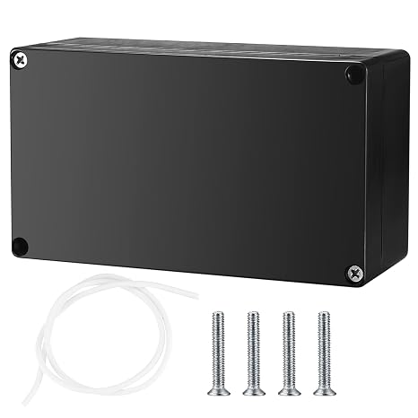 IP65 Waterproof Junction Box, Black Earless Plastic Electronic Enclosure 158x90x60mm
